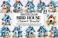 Birdhouse Clipart,Watercolor Birdhouse,Bird Clipart,Bird House Clipart,Watercolor Birds,Bird Nest Clipart