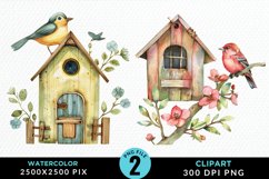 Watercolor Birdhouse Sublimation PNG Clipart Product Image 1