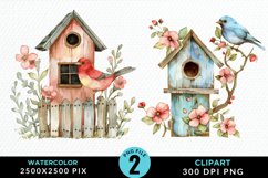 Watercolor Birdhouse Sublimation PNG Clipart Product Image 1