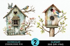 Watercolor Birdhouse Illustration PNG Clipart Product Image 1