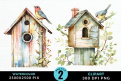 Watercolor Birdhouse Sublimation PNG Clipart Product Image 1