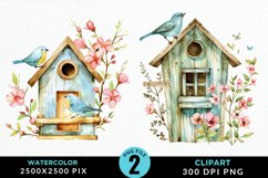 Watercolor Birdhouse Illustration PNG Clipart Product Image 1