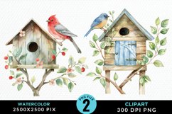 Watercolor Birdhouse Illustration PNG Clipart Product Image 1