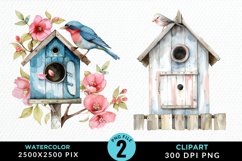 Watercolor Birdhouse Illustration PNG Clipart Product Image 1