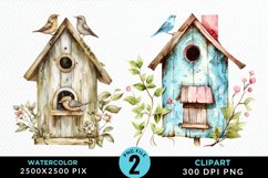 Watercolor Birdhouse Illustration PNG Clipart Product Image 1