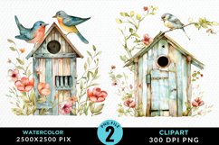 Watercolor Birdhouse Illustration PNG Clipart Product Image 1