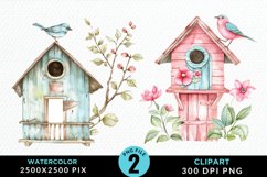 Watercolor Birdhouse Illustration PNG Clipart Product Image 1