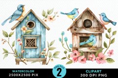 Watercolor Birdhouse Sublimation PNG Clipart Product Image 1