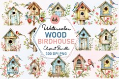 Watercolor Birdhouse Clipart Bundle Product Image 1