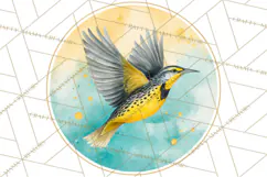Watercolor Songbirds in Flight PNG Clipart Product Image 4