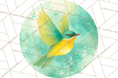 Watercolor Songbirds in Flight PNG Clipart Product Image 2