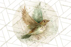 Watercolor Songbirds in Flight PNG Clipart Product Image 4