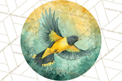Watercolor Songbirds in Flight PNG Clipart Product Image 3