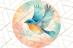 Watercolor Songbirds in Flight PNG Clipart Product Image 2