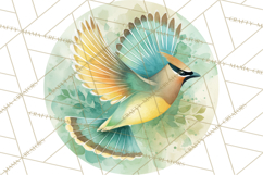 Watercolor Songbirds in Flight PNG Clipart Product Image 3