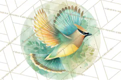 Watercolor Songbirds in Flight PNG Clipart Product Image 3