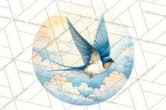 Watercolor Songbirds in Flight PNG Clipart Product Image 5