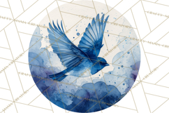 Watercolor Songbirds in Flight PNG Clipart Product Image 3