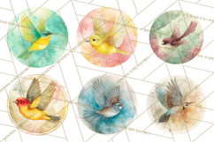 Watercolor Songbirds in Flight PNG Clipart Product Image 7