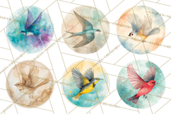Watercolor Songbirds in Flight PNG Clipart Product Image 8