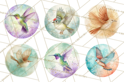 Watercolor Songbirds in Flight PNG Clipart Product Image 3