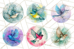 Watercolor Songbirds in Flight PNG Clipart Product Image 4