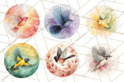 Watercolor Songbirds in Flight PNG Clipart Product Image 2