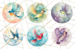 Watercolor Songbirds in Flight PNG Clipart Product Image 9