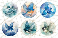Watercolor Songbirds in Flight PNG Clipart Product Image 6