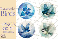Watercolor Songbirds in Flight PNG Clipart Product Image 1