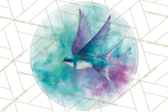 Watercolor Songbirds in Flight PNG Clipart Product Image 4