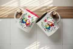 Watercolor birds hugging heart Always Love you quote Valentine Day print 20 oz tumbler skinny mug wrap clipart t-shirt sublimation printable design