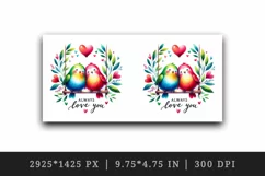 Watercolor birds hugging heart Always Love you quote Valentine Day print 20 oz tumbler skinny mug wrap clipart t-shirt sublimation printable design