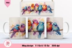 Watercolor Birds Mug Wrap Sublimation Designs, 3d Mug, Books Png