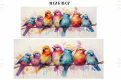Watercolor Birds Mug Wrap Sublimation Designs, 3d Mug, Books Png