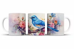 Watercolor Birds Mug Wrap Sublimation Designs, 3d Mug, Books Png