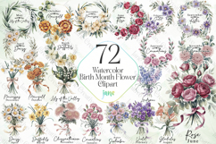Watercolor Birth Month Flower Clipart Bundle Product Image 1