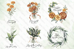 Watercolor Birth Month Flower Clipart Bundle Product Image 6