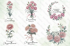 Watercolor Birth Month Flower Clipart Bundle Product Image 3