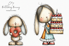 Watercolor Birthday Bunny Clipart Product Image 1