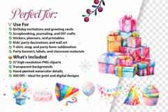 Watercolor Birthday Party Clip Art Cute Celebration Elements Product Image 2
