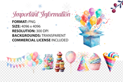 Watercolor Birthday Party Clip Art Cute Celebration Elements Product Image 5