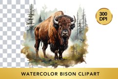 Watercolor bison Clipart , Animal Sublimation PNG Product Image 1