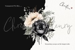 Watercolor Black and Cream Floral Clipart Product Image 3