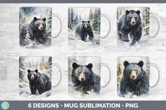 Bundle of six Watercolor Black Bears Mug Wrap designs.