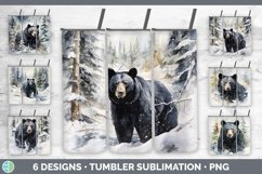 Bundle of six Watercolor Black Bears Tumbler designs.
