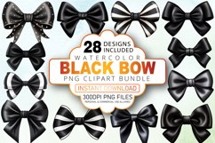Watercolor Black Bow Clipart Bundle Product Image 1