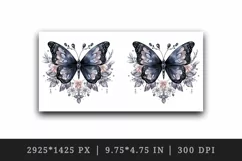 Watercolor black butterfly floral sparkle flowers insect shining diamonds 20 oz tumbler skinny mug wrap clipart t-shirt sublimation printable design