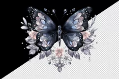 Watercolor black butterfly floral sparkle flowers insect shining diamonds 20 oz tumbler skinny mug wrap clipart t-shirt sublimation printable design