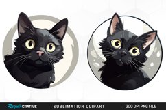 Watercolor Black Cat Illustration Clipart Product Image 1